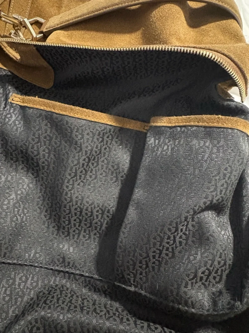 Etienne Aigner Brown Suede Shoulder Bag with Gold Hardware - Picture 13 of 13